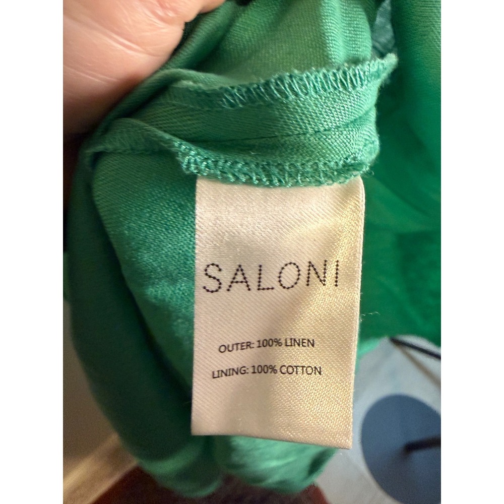 SALONI Rachel Cutout Bow Linen Midi Dress Washed Green US 6 UK 10 - Picture 7 of 10